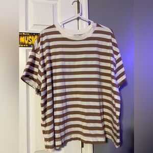 Old Navy Women’s 2XL White and Brown stripped shirt
